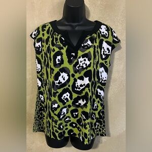Worthington Black & Green Print Top